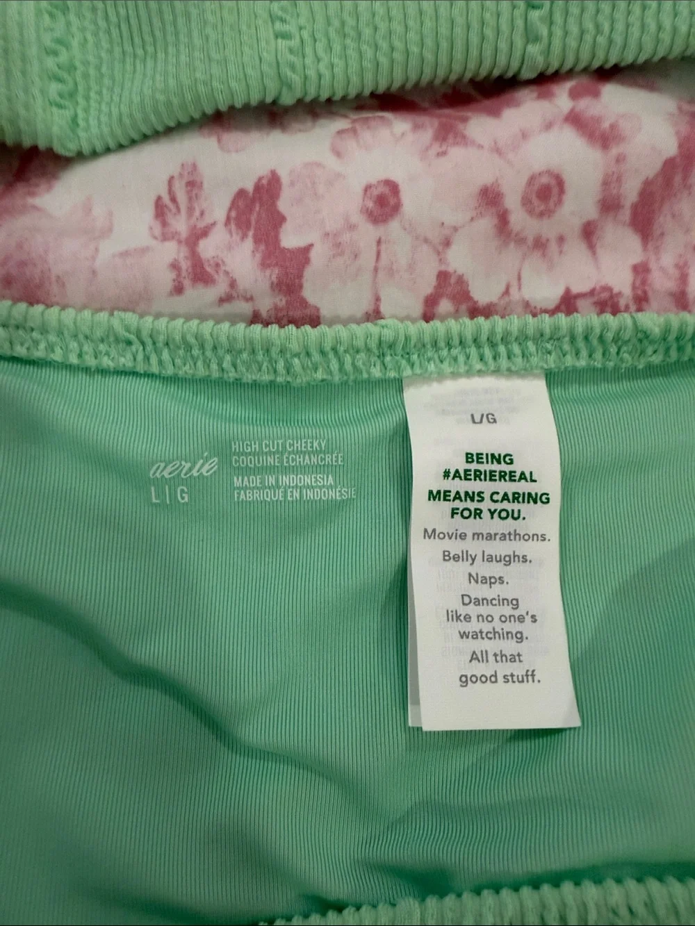 aerie Mint Ribbed Bikini Set